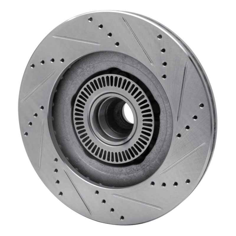 Ford Explorer Sport Trac Brake Rotor (1) - Front Left - R1 Concepts - Drilled & Slotted - Silver - `01-`05